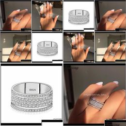 Rings sieraden drop levering 2021 Vecalon Starlight Promise Ring 925 Sterling Sier vijf schitterende lagen diamant cz verlovingsband dh5tq