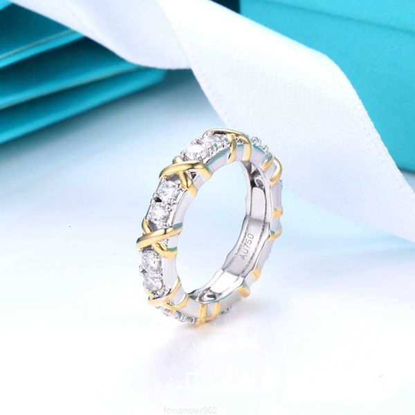 Bagues bijoux même couleur séparation bague en forme de X t mode croix diamant bague lumière luxe beau Couple EH4N