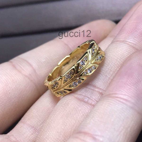 Anillos Joyería Sello de acero t Vine Diamante completo Mujer v Chapado en oro rosa Anillo Conjunto Caja O0CF