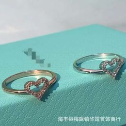 ringen sieraden T Hollow Heart Ring Fashion Simple Net Red Rose Gold Heart Shaped Diamond Heart Ring
