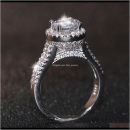 Ringen sieradenmashion sieraden verlovings womens 925 sterling sier gevulde ronde gesneden wit topaas dionique trouwring voor kerstcadeau grootte