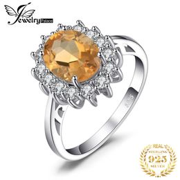 Anillos JewelryPalace 1.8ct Princesa Diana Natural Citrino 925 Anillo de Halo de Ley para Mujer Joyería de Compromiso de Boda Fiesta Buen Regalo