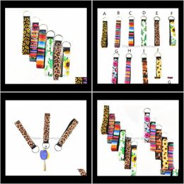 Rings sieradenwistlet sleutelhangers lanyard zonnebloem luipaard serape cactus prints riemband met gesplitste ringketenhouder coole sleutel fob t286 drop