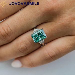 Anillos Jovovasmile Moissanite Diamond Diamond 4.5 CARAT 11x8 mm Hielo triturado Híbrido Radiante Radiante Azul/Verde Gema Blanco de 18k