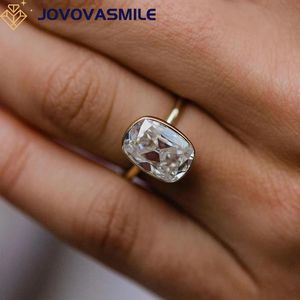 Jovovasmile Vvs Moissanite anneaux pour femmes 3.5 carats 11x7.5mm vieille Mine coussin coupe Center véritable or Solitaire bande bijoux
