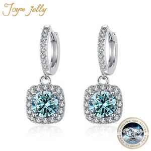 Anillos Joycejelly Solid Sier Jewelry 1ct D Color Moissanite Pendientes para mujeres Verde Azul Laboratorio Creado Diamante Pendientes