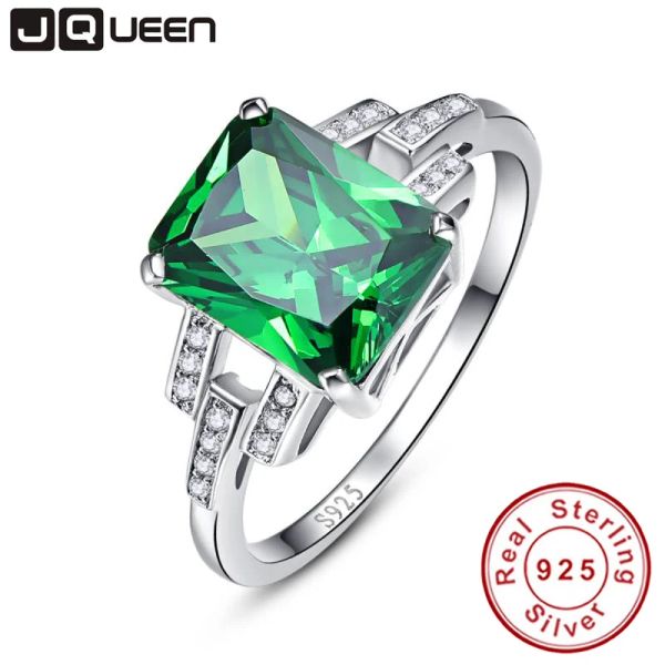 Anillos JQUEEN 925 anillos de plata esterlina anillo de Esmeralda rusa joyería fina para mujeres joyería granate rubí piedra roja calidad Nano AAA