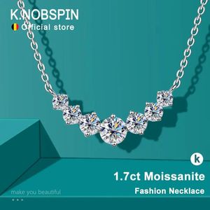 K.nobspin – collier Moissanite pour femme, bijoux fins de mariage avec certificats, collier en or blanc plaqué argent Sterling