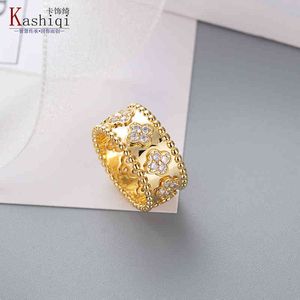 Ringen Caleidoscoop Ring Vrouwelijke minderheid Design Gevoel voor mode Eenvoudige klaver Sieraden Plated Rose Gold