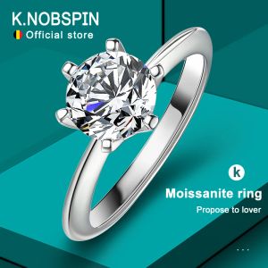 Anneaux Knobspin Original Sterling Sier Ring Moisanite Diamonds avec certificat Fine Bijoux Anneaux de fiançailles de mariage pour femmes
