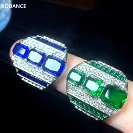 Rings kqdance creëerde saffier tanzanite smaragd ring met groene/blauwe steen sier vergulde ringen voor vrouwen sieraden groothandel