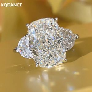 Rings kqdance real 925 Sterling Silver 8ct High Carbon Diamond Ring met grote 8*12 mm Stone Women Sparkling Fine Jewelry 2023 Nieuw