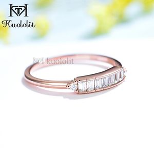 Ringen Kuololit 750 18K 14K Rose Gold Moissanite Ring voor vrouwen Bezel Set Baguette Solitaire Matching Wedding Band Engagement Kerstmis