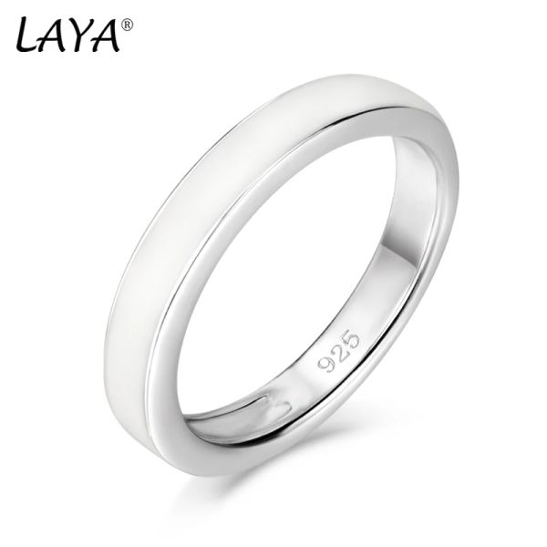 Anillos Laya Anillo De Dedo De Plata Para Mujer Plata De Ley 925 Diseño Simple Círculo Pintura Aerosol Accesorios De Joyería Fina Esmalte Hecho A Mano