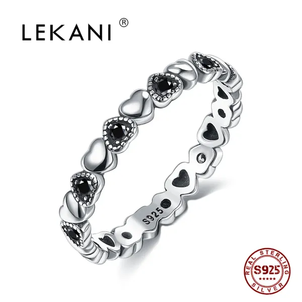 Anillos Lekani Real 925 STERLING Silver Love Heart Heart Trendy Party Round Reds Regals Fine Jewelry para mujeres envío gratis