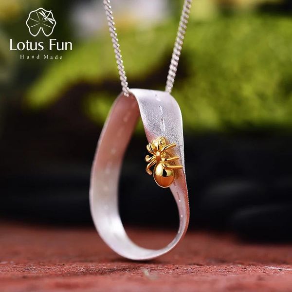 Anillos Lotus Fun Real Sterling Sier joyería fina hecha a mano creativo diseño de hormiga trabajadora colgante sin collar para regalo de mujer