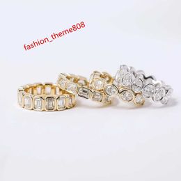 Anneaux Luster Unique Wedding Eternity Band 925 Silver 14K Gold Cozel Set 3x5 mm Emerald Cut Moisanite Oval Ring pour les femmes