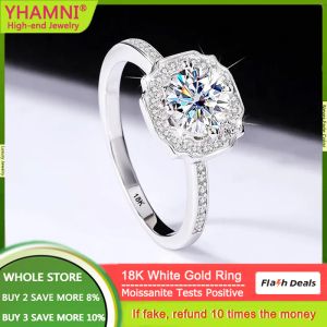 Ringen Luxe 18K witgouden ring Damesbruid Eeuwige trouwring Rond VVS 1 karaat D-kleur Moissanite diamanten ringen Cadeau-sieraden