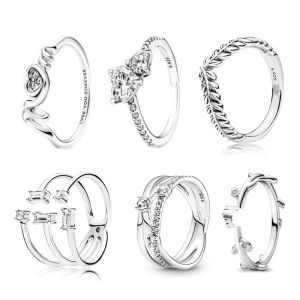 Ringen Luxe Dazzling Strip Zirconia PAN 925 Zilveren Open Manchet Ring Voor Vrouwen Bruiloft Verloving Fijne Sieraden 2023 Trend