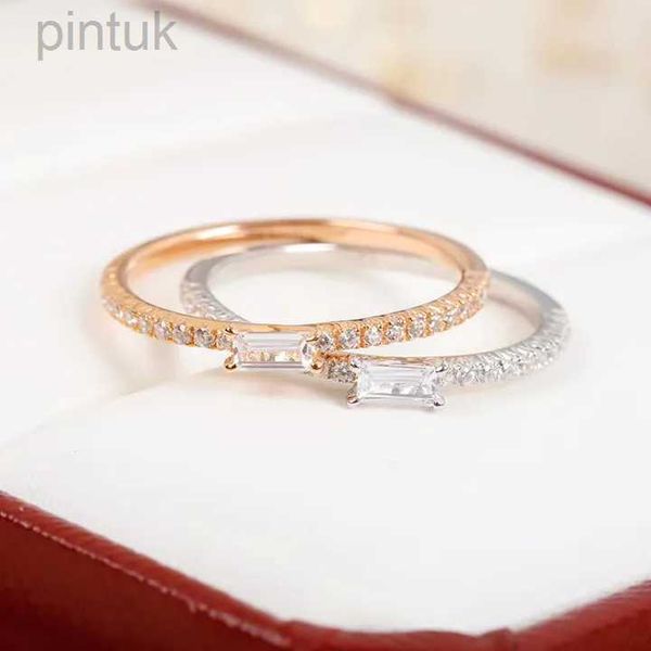 Anneaux Bague de luxe de luxe, petite bague en diamant de bonbons glacés, rangée de diamants, produits exquis, peuvent être personnalisés, en or véritable, ldd240311