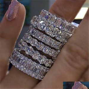 Anneaux Luxury Elegant Promise Ring 925 Sterling Sier Diamond CZ Engagement Band For Women Men Fine Jewelry Gift Drop Livrot oto6u