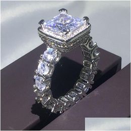 Rings luxe belofte ring 925 Sterling Sier Micro Pave Diamond CZ Engagement Band for Women Bridal Jewelry Gift Drop levering otemo