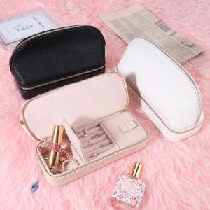 Ringen Make-up Tas Nieuwe Dubbellaagse Sieradendoos Handige Oorbel Ring Sieraden Opbergdoos Lippenstift Ring Cosmetische Tas