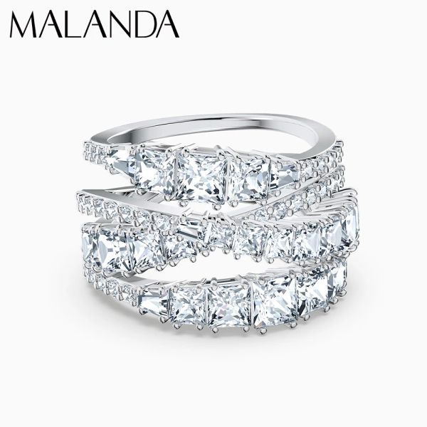 Anneaux Malanda Top Excellent Zircon Helix anneaux pour femmes nouvelle mode luxueux anneaux de fête de mariage bijoux accessoires fille maman cadeau