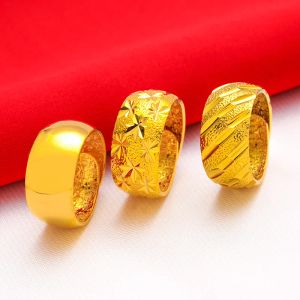 Anneaux masculin large 12 mm grande ouverture de bague réglable 100% 24k anneaux d'or réels plaqués 999 18K étoiles de douche météore brillance des hommes