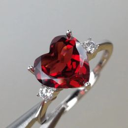 Anneaux Meibapj Fine Quality Natural Red Garnet Gemstone Trendy Ring For Women Real 925 Silver Silver Charm Fine Bijoux