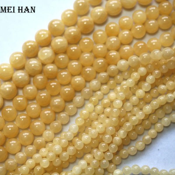 Anneaux Meihan gros naturel 6mm 8mm 10mm miel Jade lisse ronde perles en vrac pour bracelet à bricoler soi-même collier