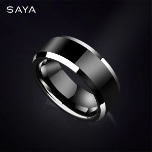 Ringen Mannen Zwart Tungsten voor Duim Paar Ringen Hoog Gepolijst Comfort Fit Wedding Band Gift Party, Gratis verzending, Aangepast