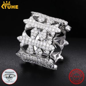 Rings Men Silver 925 Ring Moissanite voor mannen Hip Hop Jewelry Gold Color Bling Cubic Cross Ring Moissanite Fashion Rock Gift