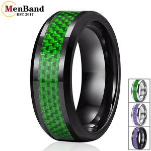 Rings Menband 6/8mm Tungsten Carbide Rings For Men Women Wedding Band Groen/Purple Carbon Fiber Inlay Fashion Sieraden afgeschuinde comfort