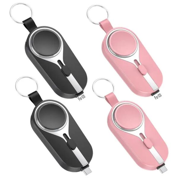 Anneaux Mini Keychain Power Bank 3 en 1 USB Charge Cable Emergency 2000mAh Mini Power Portable Charge Bank Bank Bank de sauvegarde