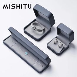 Rings Mishitu Premium Pu Leather Ring Box Oorringen Ringen kettingen armbanden sieradendoos voor cadeaubon voorstel bruiloft verlovingsdoos