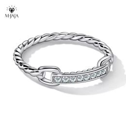 Anneaux Mjaja Moisanite Bandes de mariage à moitié éternité 925 STERLING SIRGE 18K MORT GOLAD PLADE D COLOR DIAMANT TWIST LINK RINE BIELR