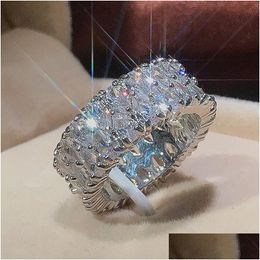 Anneaux Moisanite Diamond Gemstone pour femmes Men Inclay CZ Zircon Lovers Party Party Gifts Fine Bijoux Drop Livraison anneau OTG7C