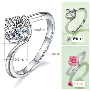 Bagues Moissanite bijoux en argent Sterling 925 pour femmes, bague fine pour couple, couleur D, 1ct, bague de fiançailles, bague de proposition, bague féminine, bras de Torsion, bourgeon d'ange M29A