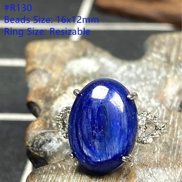 Anneaux Bague en cristal de Kyanite bleue naturelle, bijoux pour femmes et hommes, cadeau porte-bonheur, perles en argent, beauté, œil de chat, pierre réglable, AAAA