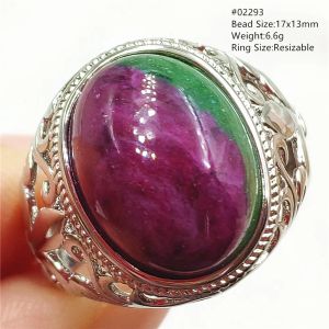 Anneaux Naturel Rouge Vert Rubis Bague Réglable Bijoux Grands Hommes Bague Femmes Pierres Précieuses Ovale Rubis Zoisite AAAAAA