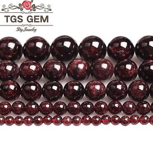 Anillos Piedra Natural cuentas de granate preciosas gema Natural rojo oscuro cuentas redondas lisas 2 3 4 5 7 10 12mm pulsera Diy para fabricación de joyas