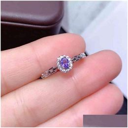 Rings Natural Tanzanite Ring S925 Sterling Sierbirthstone in decemberreal Woman Blue Gem sieraden Drop levering Dhgarden DhjbH