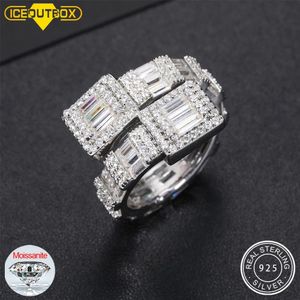 Ringen Nieuwe 925 Sterling Zilver VVS Baguette Moissanite Diamanten Ringen Hip Hop Sieraden Hoge Kwaliteit Engagement Vinger Ring Mannen Vrouwen gift