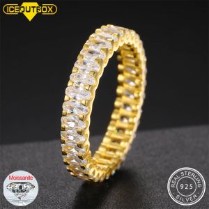 Anneaux Nouveau Design VVS Moissanite diamant bague de fiançailles 925 en argent Sterling bague d'éternité pour hommes femmes passé diamant Test de noël