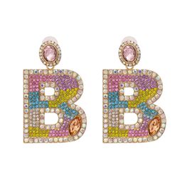 Anneaux nouvelle mode torsadé en métal lettre B boucles d'oreilles français brillant Vintage longues boucles d'oreilles pour les femmes accessoires de fête