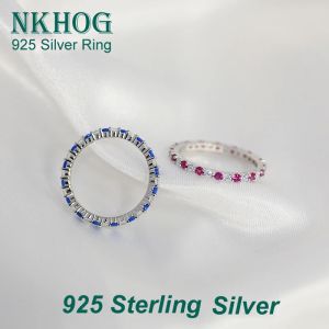 Anneaux NKHOG 925 STERLING Silver Ring Colored Gemstone Nouveau design Simple For Women Girls Band Engagement Anneaux de mariage Cadeaux bijoux