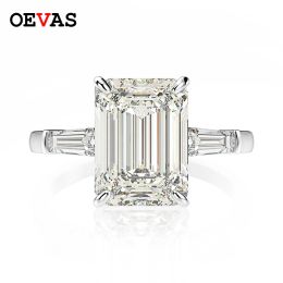 Anneaux Oevas Sterling Sier Emerald Cut Création Moisanite Gemstone Mariage Engagement de mariage Diamants Ring Fine Bijoux Cadeaux en gros