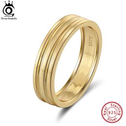 Rings Orsa Jewels Real 925 Sterling Silver Linear Wedding Band ringen klassieke 14K gouden heren minimalistische ringen verloving sieraden nmr07