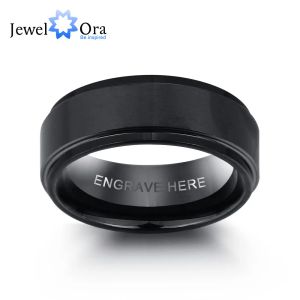 Anneaux Personnalisés Grave Tungsten Steel Ring Jewelry Bijoux Black Men Bings for Party Gift For Husbands (Jewelora RI101913)